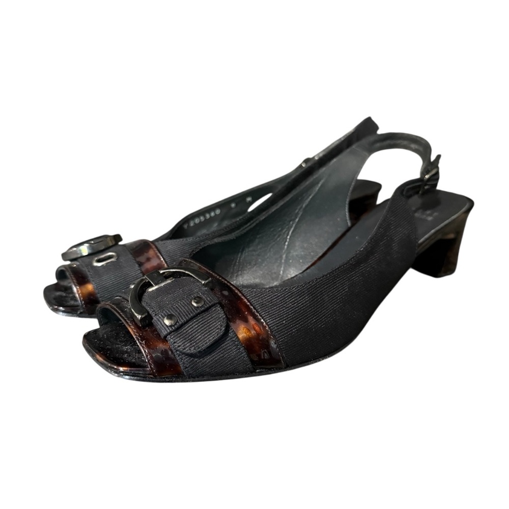 STUART WEITZMAN Women's Black Buckle Open Toe Slingback‎ Size 8